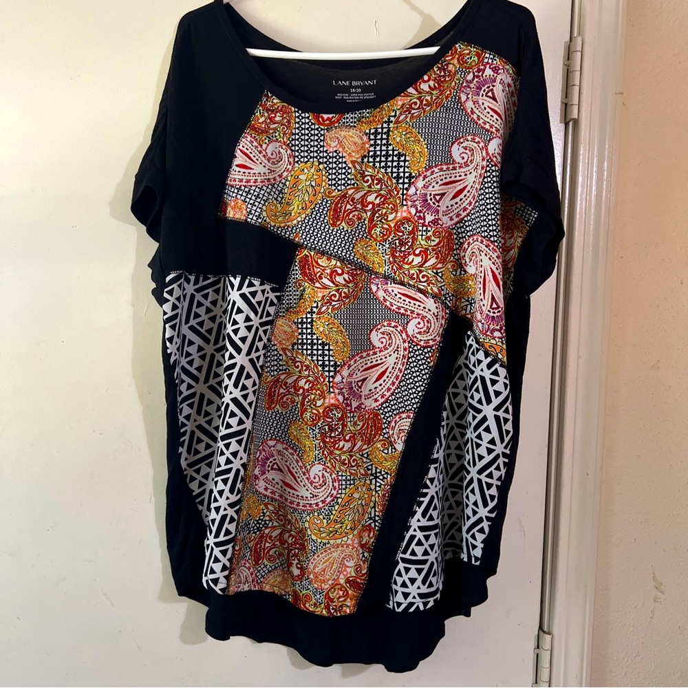 Lane Bryant Mixed Paiseley And Geometric Pattern Woven Womens  Shirt Sz 18/20